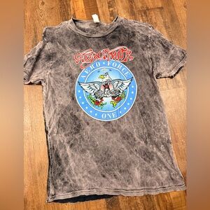 Aerosmith Aero Force One Graphic Tee - Gray and Blue